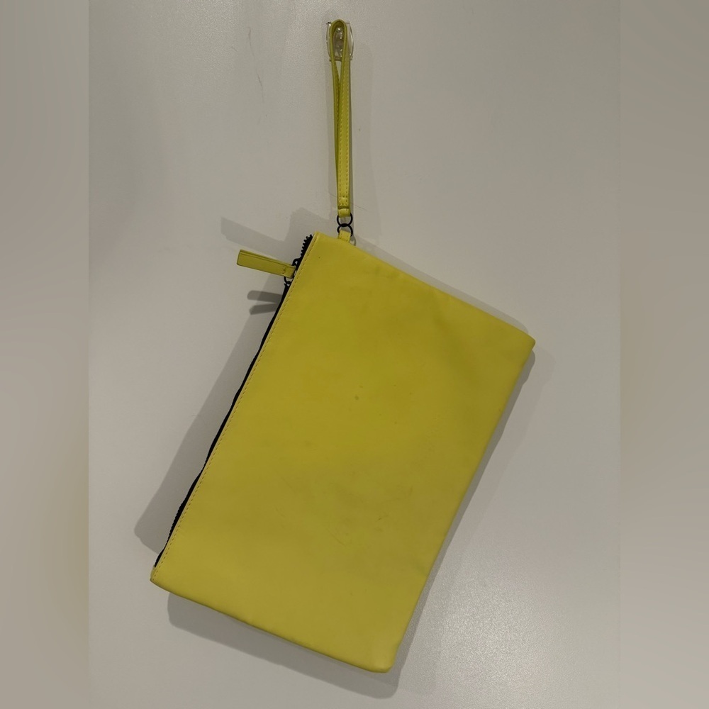 Victorias Secret Bright Yellow Studded Wallet Wristlet Striped Pattern Inside - Picture 3 of 4